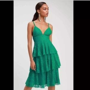 Lulus Lace Ruffled Midi Dress